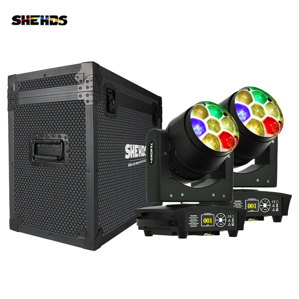 JMS WEBB Espelho Rotativo LED ZOOM & BEAM & WASH Small Bee Eye 7X40W RGBW Luz Com Controlo de Ponto