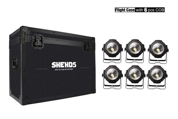 SHEHDS 200W COB LED Par Light Cool & Warm White Barndoors – alternate product view