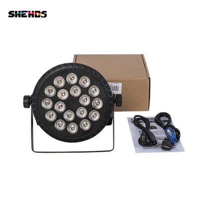 SHEHDS Aluminum Alloy LED Flat Par 18x18W Lighting DJ Par Cans Dmx 512 Light Wash Stage Lighting for Church