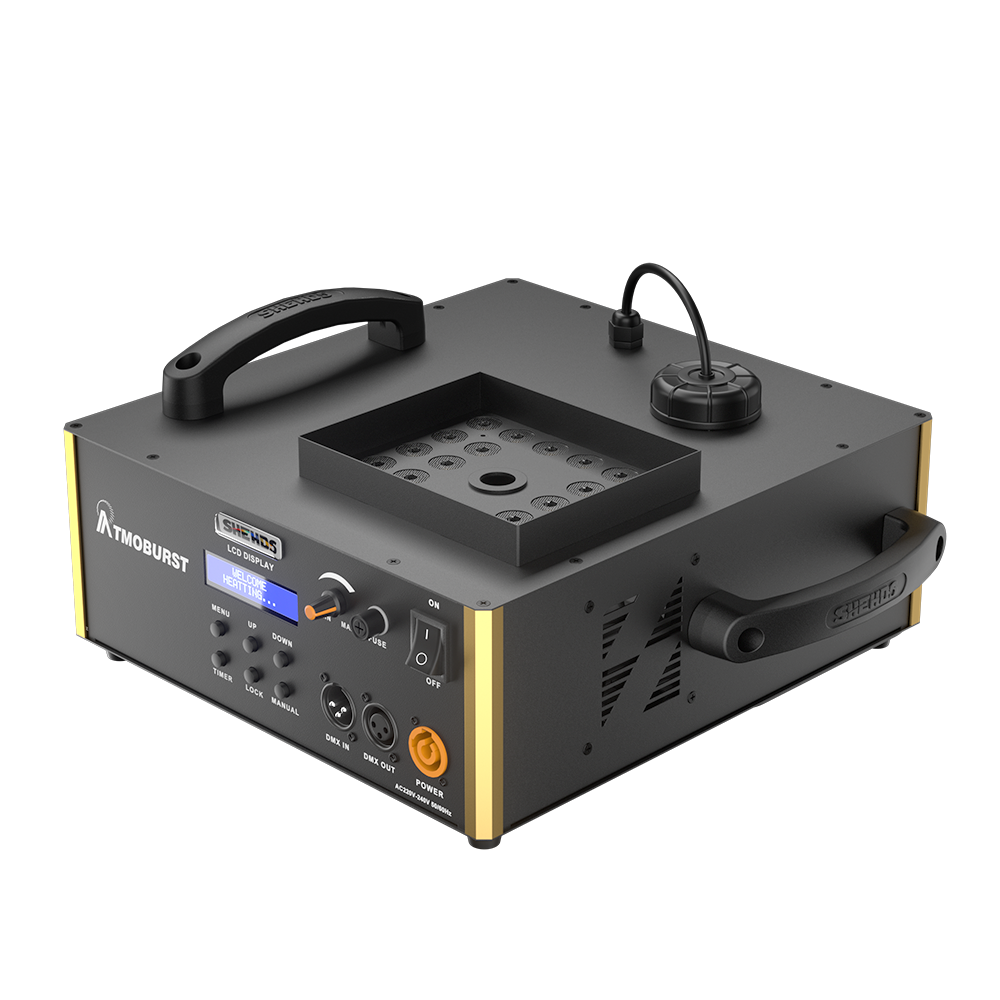 SHEHDS 1500W RGB LED Fog Machine with 24x3W Lights DMX & Remote Contro