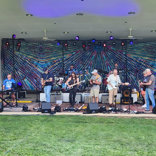 live band show with moving head lights