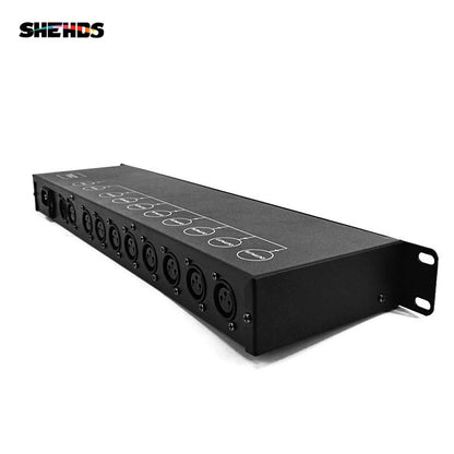 Controlador de luz de palco dmx512 divisor amplificador de sinal de luz divisor 8 vias dmx distribuidor para equipamentos de palco