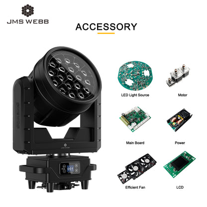 SHEHDS 19x40W Waterproof LED Zoom Beam Wash Light with RGBW Outdoor For Concert Performance Festival Theater JMS WEBB