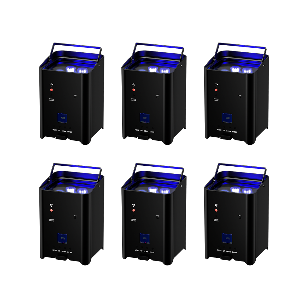 SHEHDS Par LED Wireless com bateria 6x18W 6em1 RGBAW+UV com Controlo Remoto