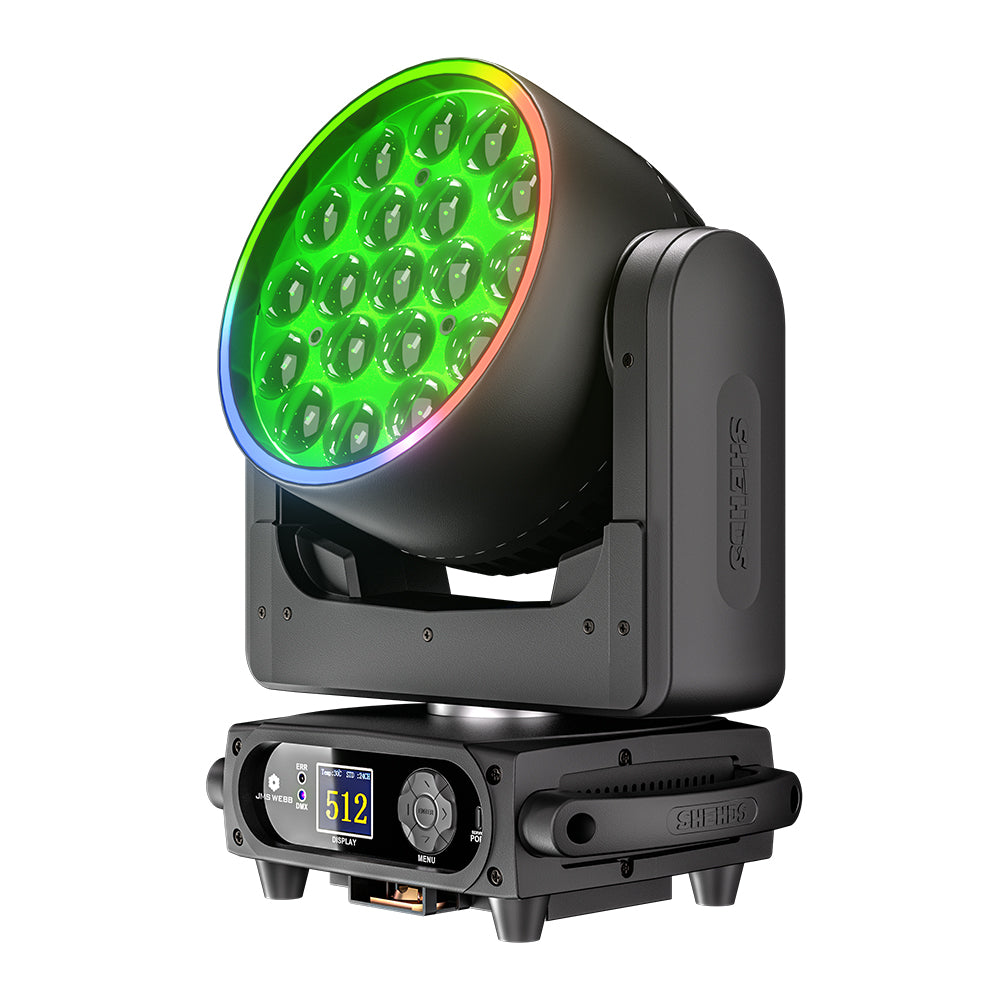 Shehds Cabezal móvil LED de 19 x 15 W, 20 W y 25 W, haz de luz con zoom y lavado, iluminación de escenario