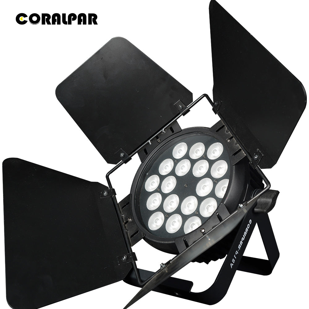 CoralPar Neue wasserdichte Aluminiumlegierung LED Flat Par 18x18W RGBWA+UV-Beleuchtung Ausgewählte Touchscreens mit RDM-Funktion 