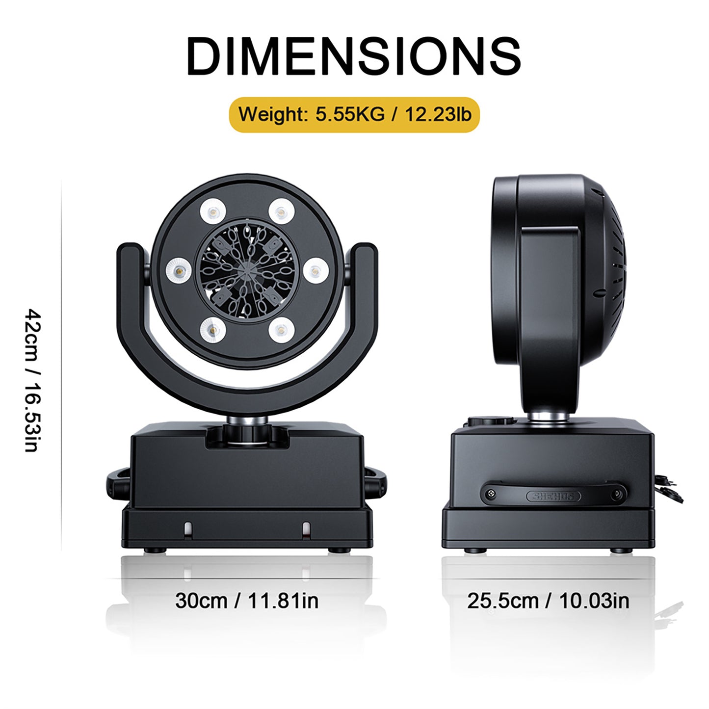 SHEHDS LED 100W Moving Head Bubble Machine – dimensions and specifications