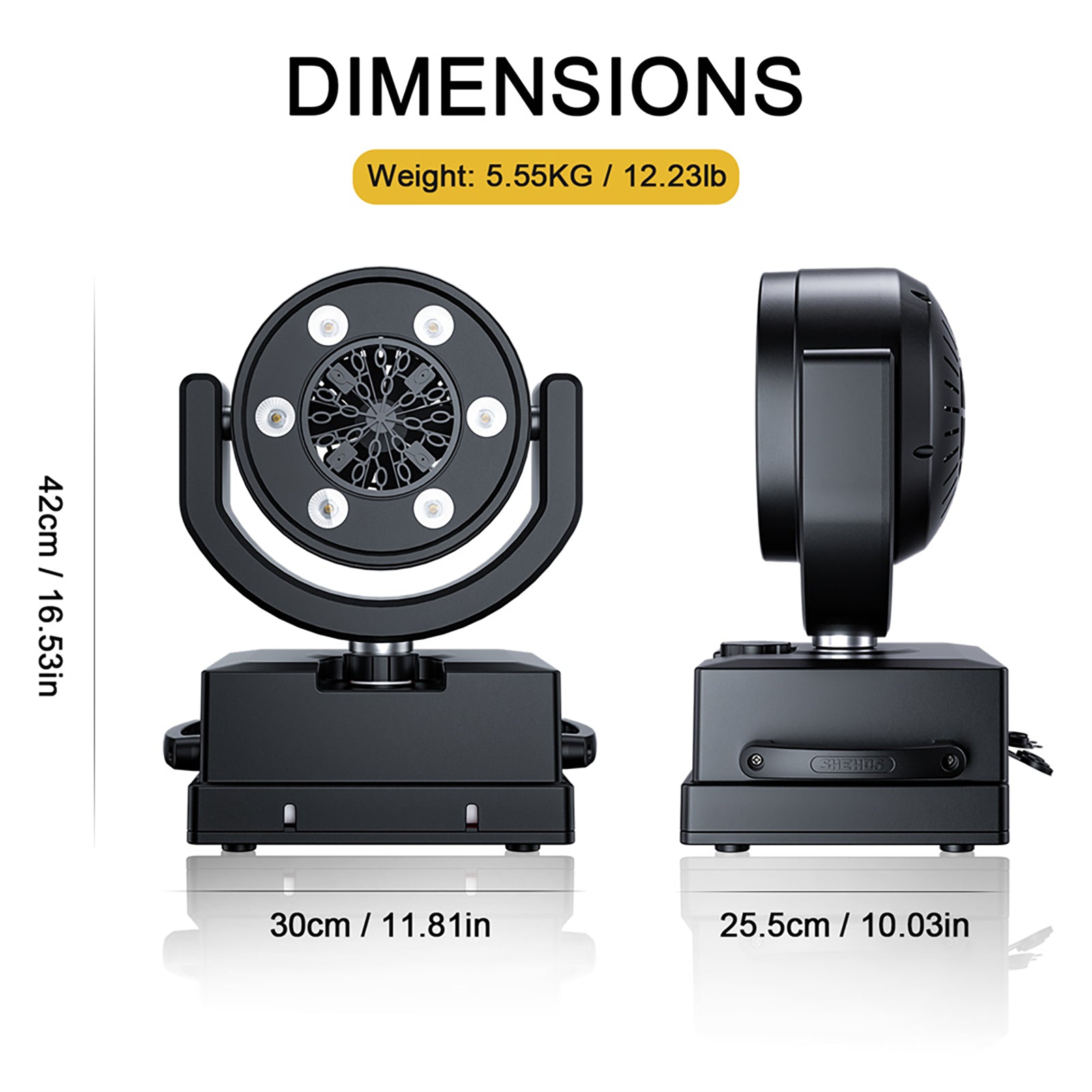 SHEHDS LED 100W Moving Head Bubble Machine – dimensions and specifications