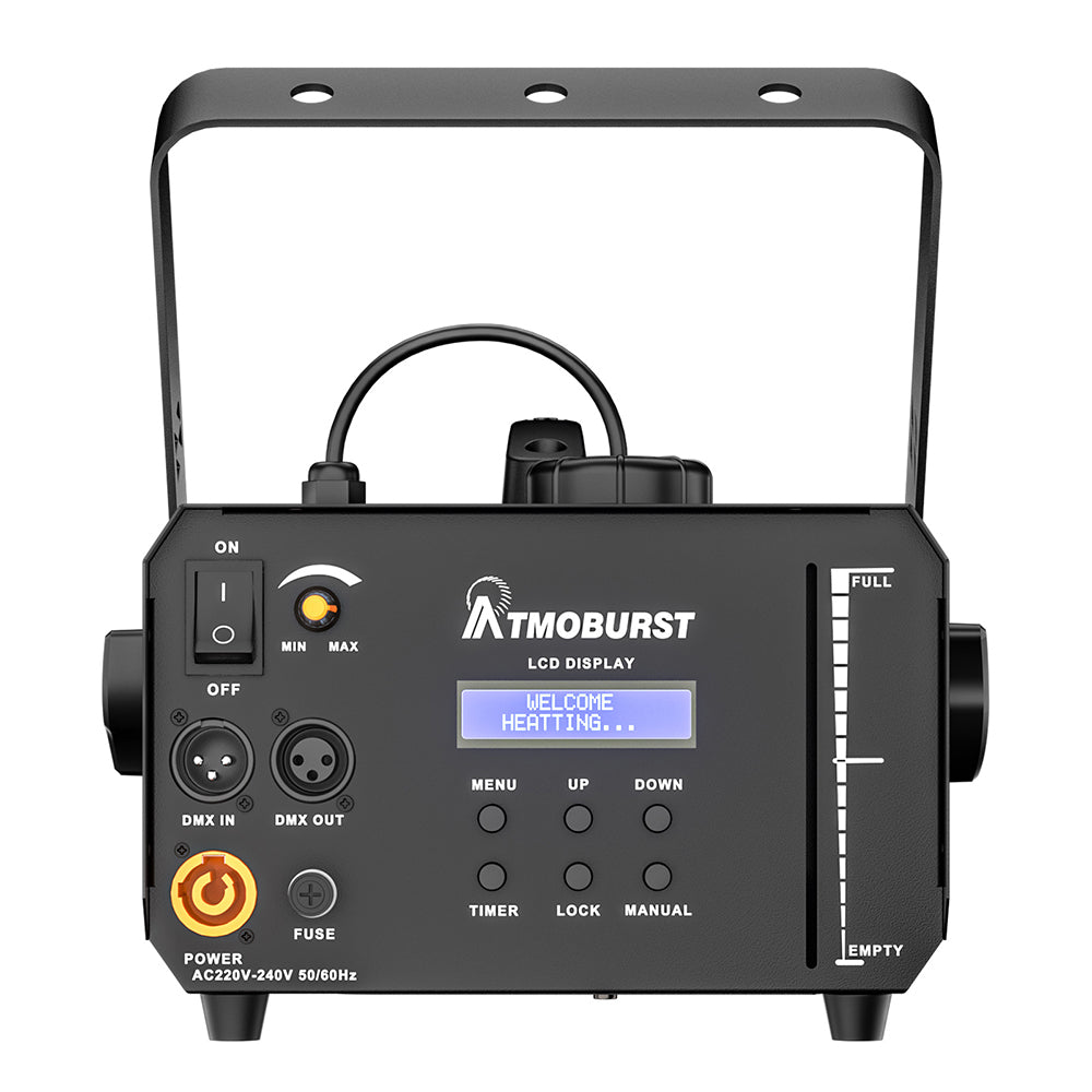 SHEHDS 1500W RGB LED Fog Machine with 9x3W Lights DMX & Remote Control Fog Effect – rear or alternate product view