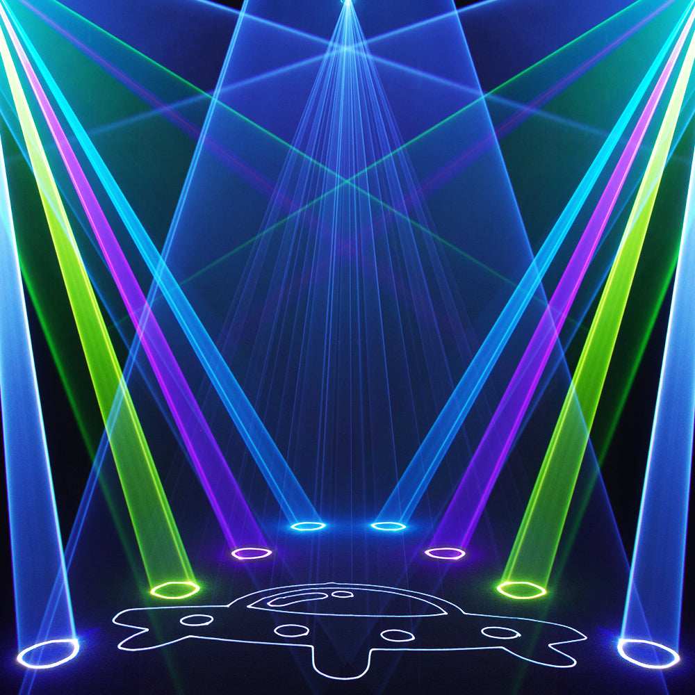 Luz láser con cabezal móvil Constellaser 12W con efecto de anillo para bares, conciertos, calles peatonales 