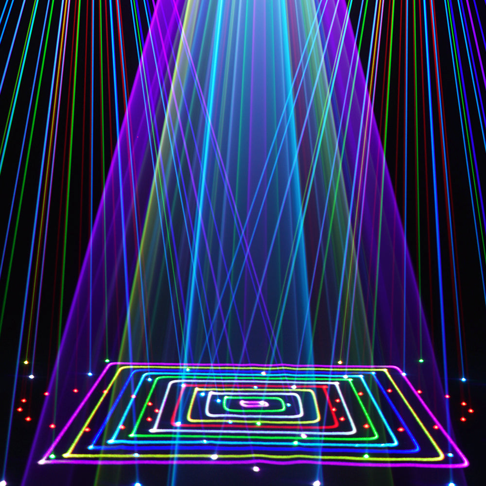 Luz láser con cabezal móvil Constellaser 12W con efecto de anillo para bares, conciertos, calles peatonales 