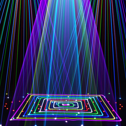 Luz láser con cabezal móvil Constellaser 12W con efecto de anillo para bares, conciertos, calles peatonales 