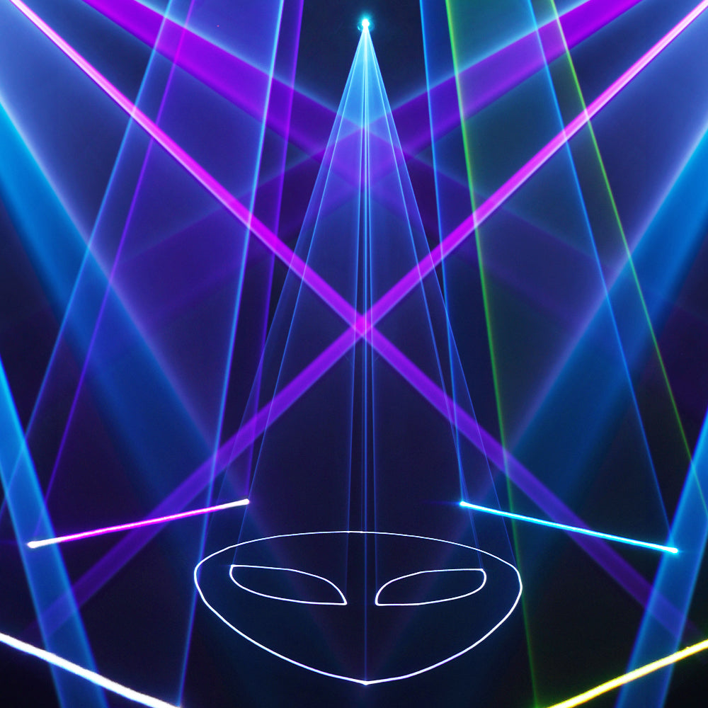 Luz láser con cabezal móvil Constellaser 12W con efecto de anillo para bares, conciertos, calles peatonales 