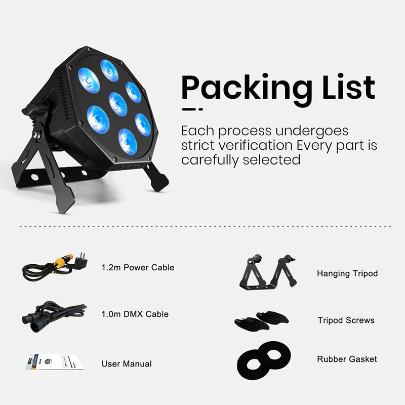 GlamoPar LED Lighting 7x12W RGBWA+UV&RGBLAC Color Mixing Intelligent Start stop Temperature Control For Wedding Concert