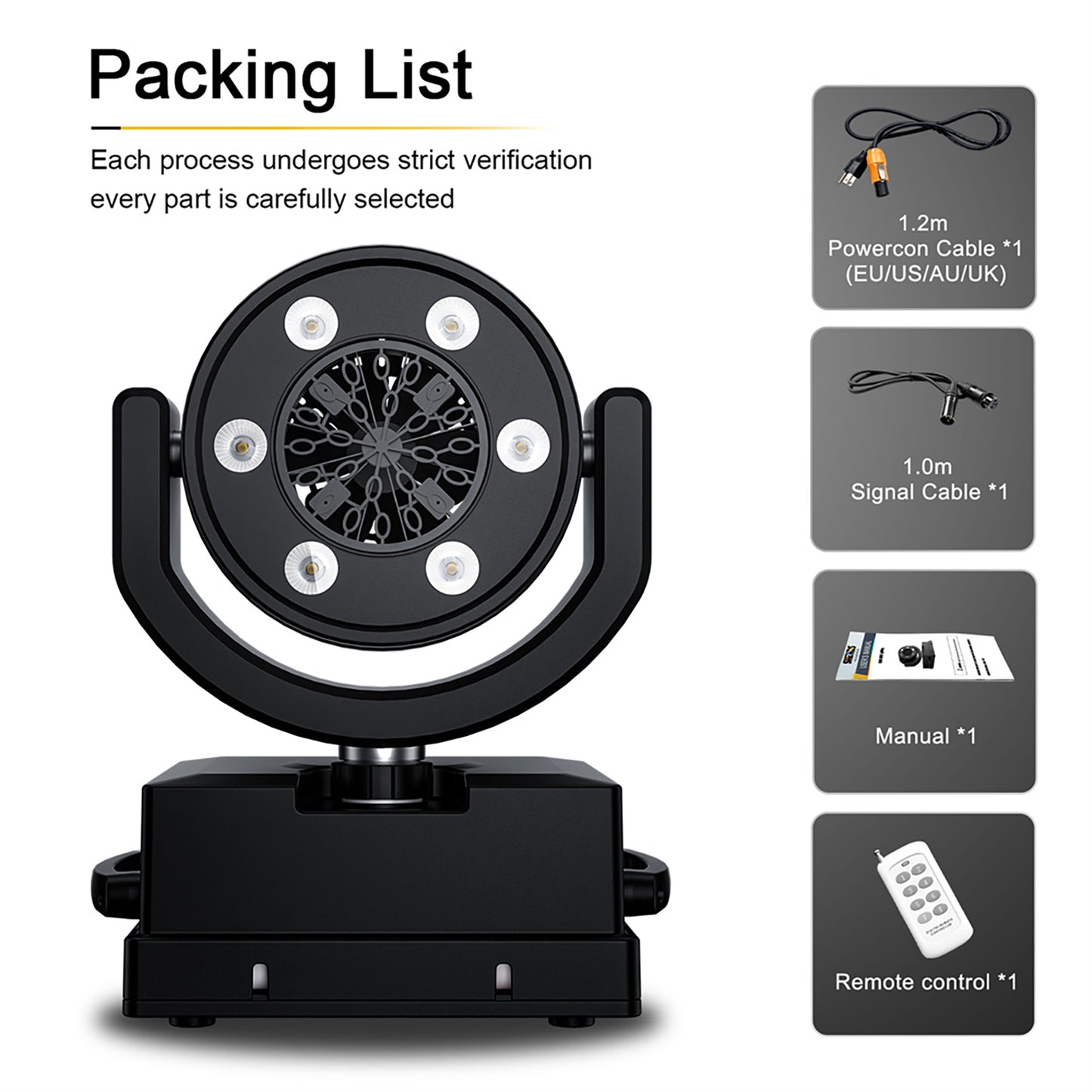 SHEHDS LED 100W Moving Head Bubble Machine – package contents