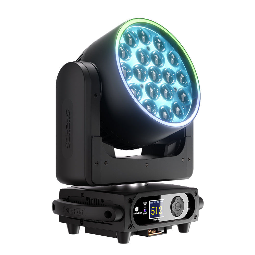 Shehds Cabezal móvil LED de 19 x 15 W, 20 W y 25 W, haz de luz con zoom y lavado, iluminación de escenario