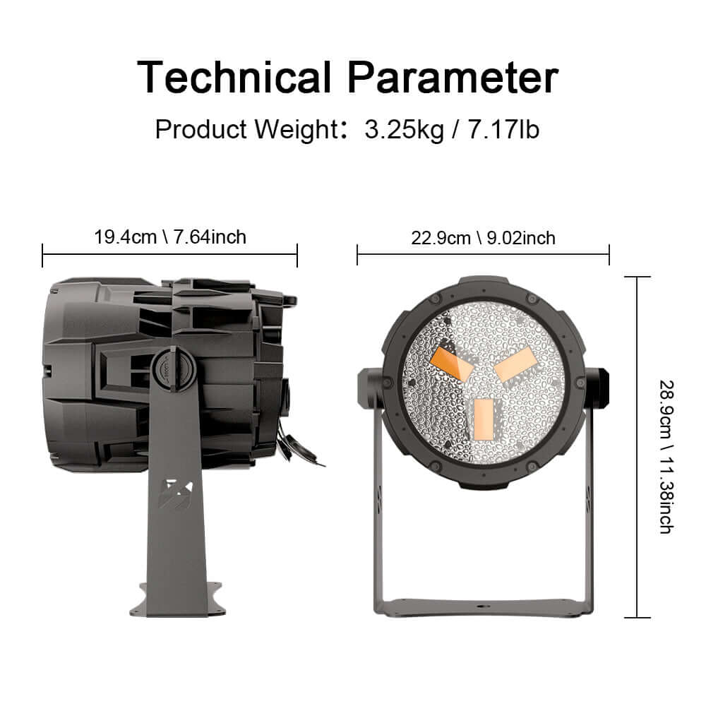 SHEHDS Waterproof 100W Retro Style Linkable LED Par Light with Mobile App Control