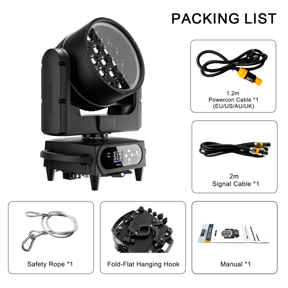 SHEHDS APP Control IP66 19 x Series LED Pixel Zoom Wash Moving Head Light
