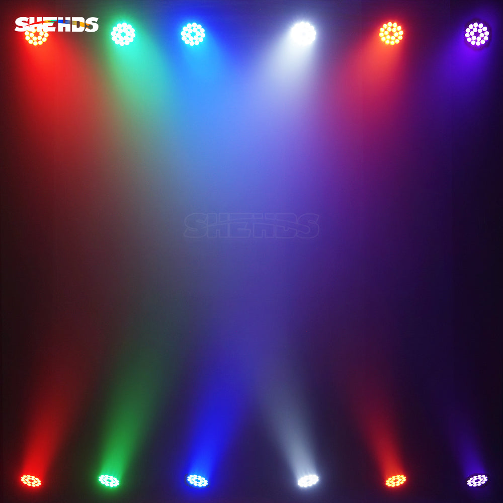 SHEHDS New Version Big Aluminum alloy LED 18x18W RGBWA+UV 6In1 PAR Light High Power Even Color Mixing For DJ Projector