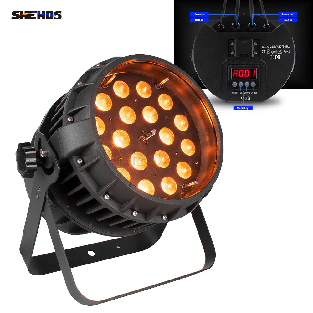 SHEHDS IP65 Водонепроницаемый светодиодный зум-светильник Par Light 18x18 Вт 6 в 1 RGBWA + УФ для уличного выступления, сцены, DJ-клуба