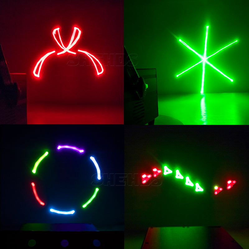 SHEHDS Efeito 3D colorido 3W RGB Laser Scanner Luzes DJ Party Bar Projetor Iluminação de palco