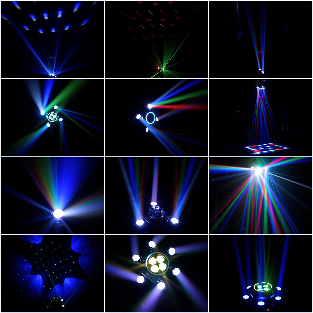 SHEHDS 2/3/4/6 Arms LED Beam Moving Head Lights 50W/80W/100W/120W RGBW Stage Lighting with Wireless Remote Control for Party Bar DJs