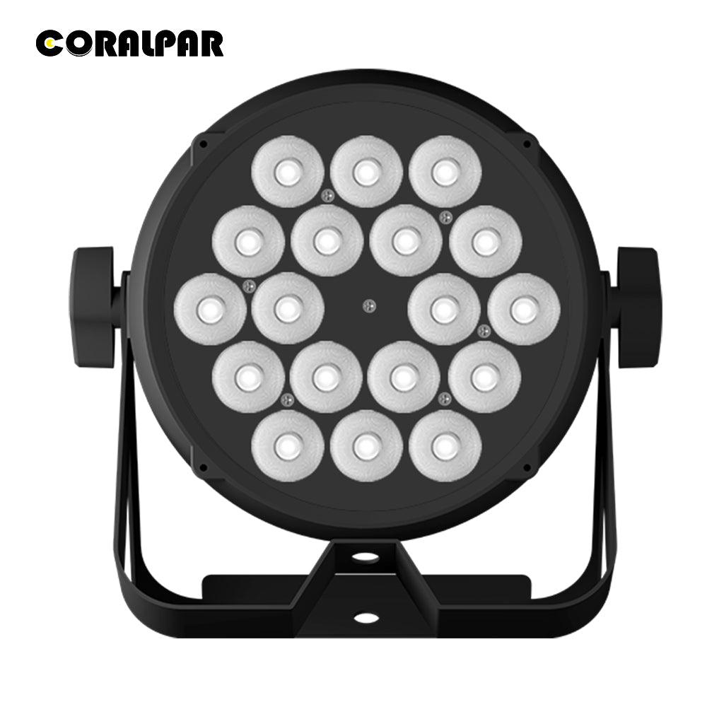 CoralPar New Waterproof Aluminum alloy LED Flat Par 18x18W RGBWA+UV Lighting Selected touchscreens with RDM function