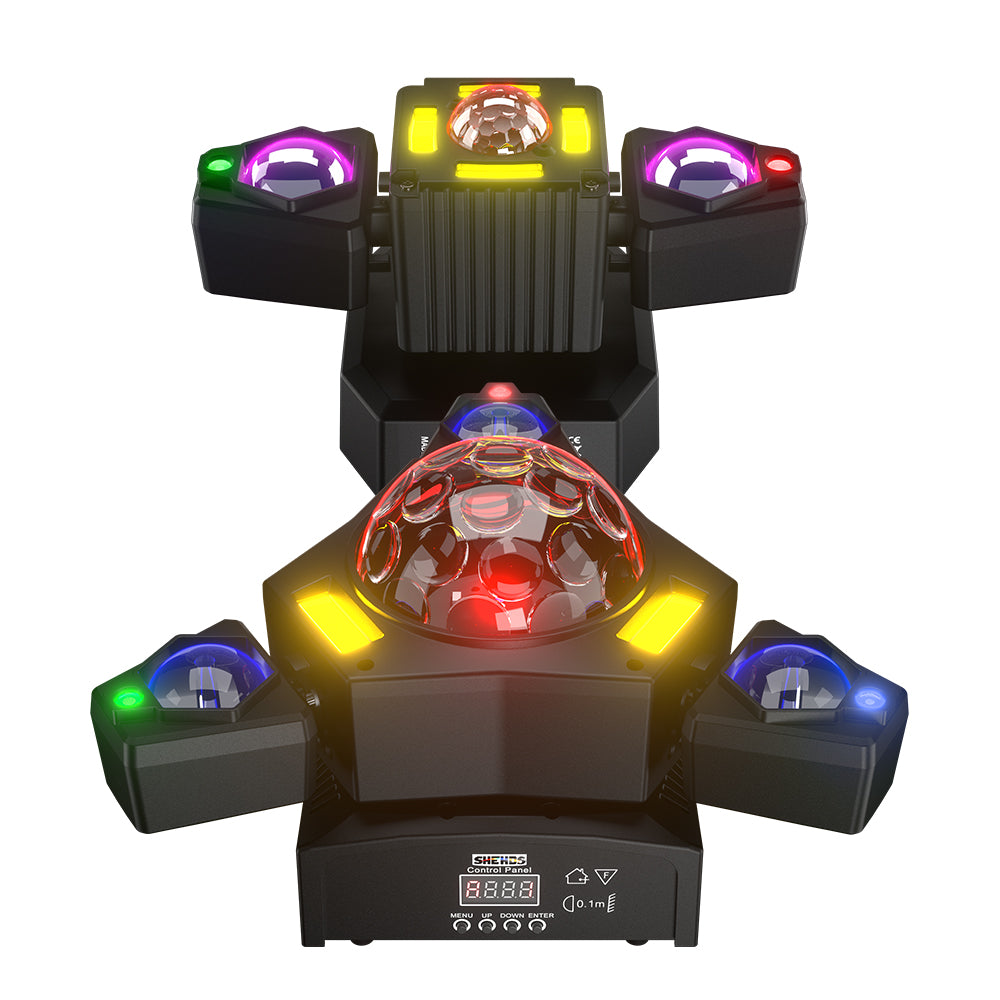 SHEHDS 2/3/4/6 Arms LED Beam Moving Head Lights 50W/80W/100W/120W RGBW Stage Lighting with Wireless Remote Control for Party Bar DJs