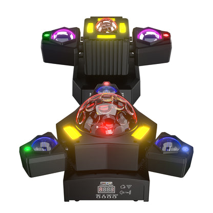 SHEHDS 2/3/4/6 Arms LED Beam Moving Head Lights 50W/80W/100W/120W RGBW Stage Lighting with Wireless Remote Control for Party Bar DJs