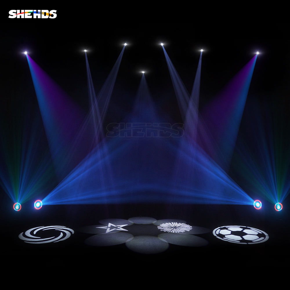 SHEHDS 8-Prism LED Spot 160W Gobo Lights com anel de LED e display LCD Moving Head Lights Iluminação de efeito de palco para DJ Disco Stage Wedding Night Club