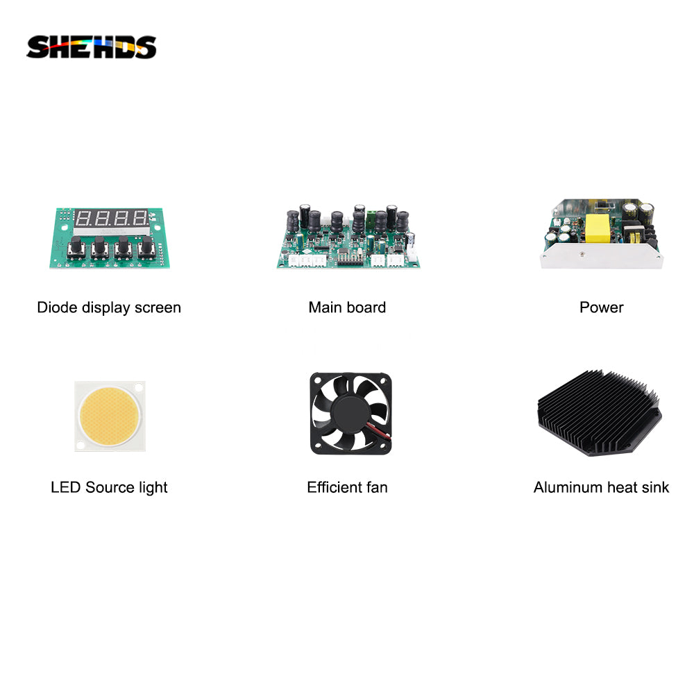 SHEHDS New Version Aluminum Alloy LED 200W Cool&Warm White 2in1 COB Light Uniform Color Mix Temperature Control Protection Performance Stage
