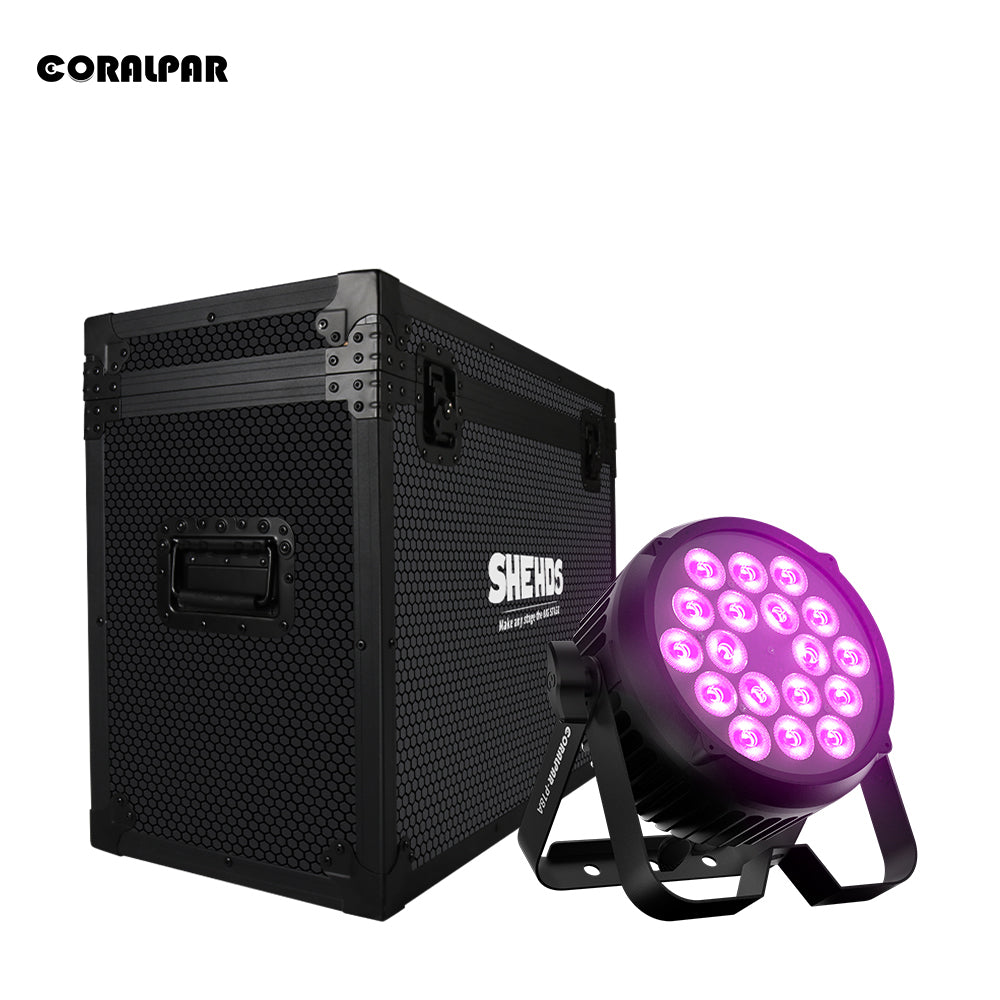 CoralPar New Waterproof Aluminum alloy LED Flat Par 18x12W RGBWA+UV Lighting Selected touchscreens with RDM function