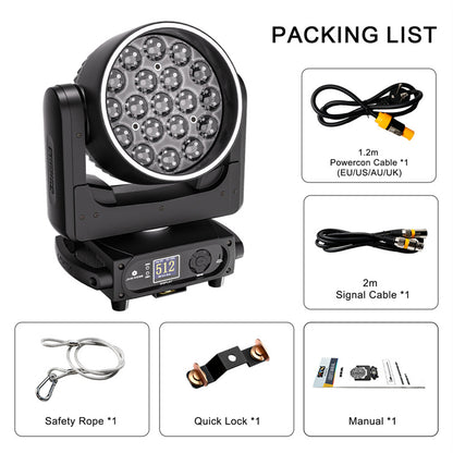 SHEHDS APP Control 19 x Series LED Pixel Zoom Wash Moving Head Light