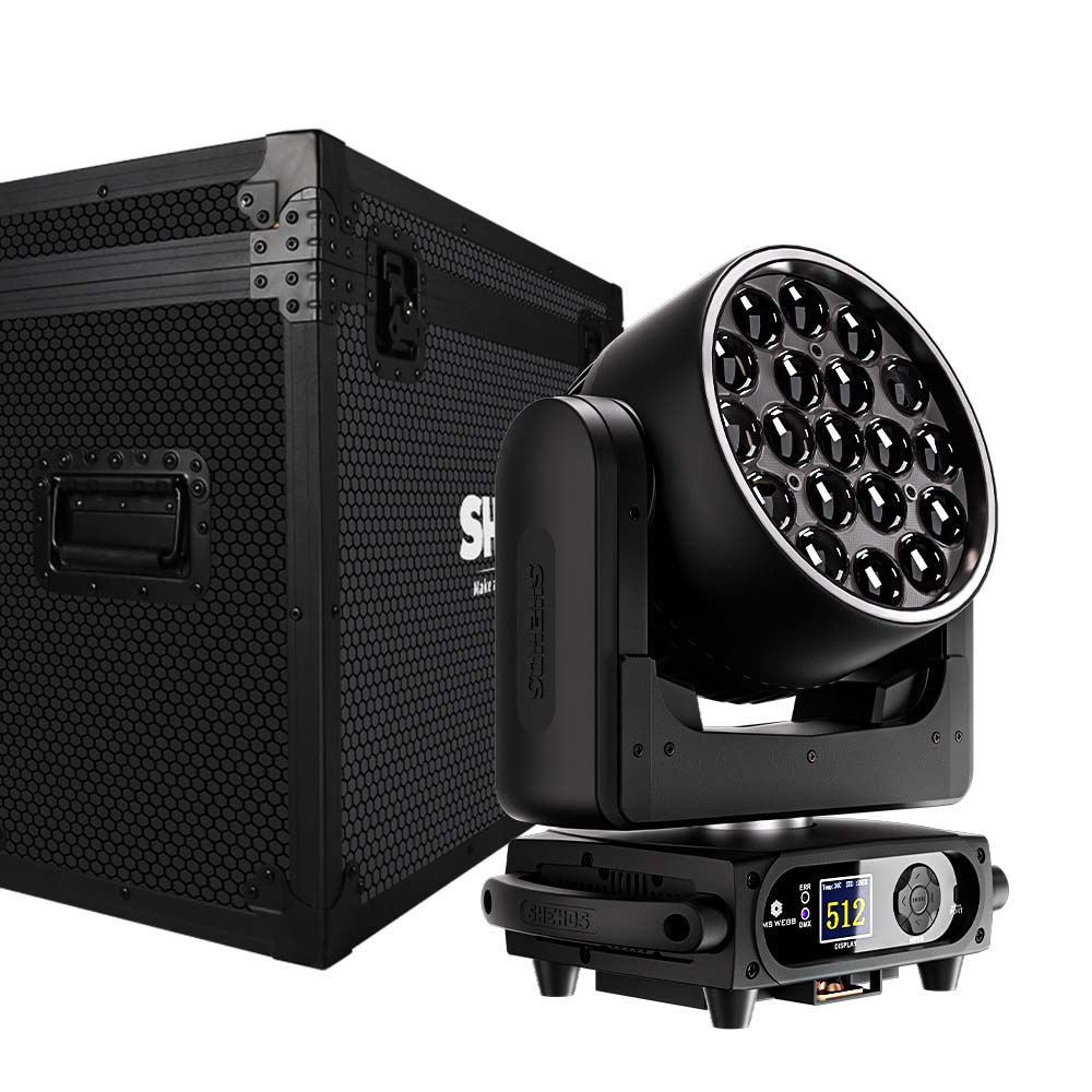 Shehds Cabezal móvil LED de 19 x 15 W, 20 W y 25 W, haz de luz con zoom y lavado, iluminación de escenario
