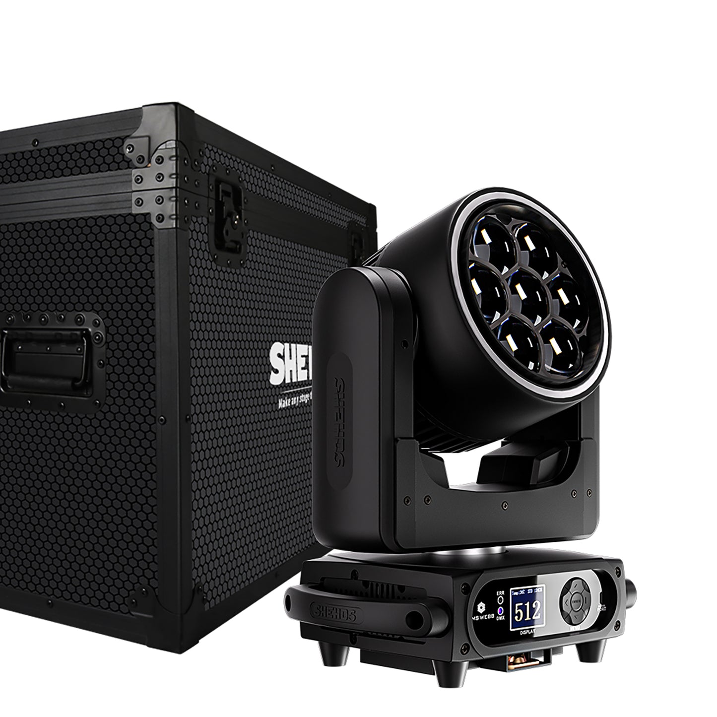 SHEHDS 7x40W Bee Eye Moving Head Light with Zoom & Wash RGBW/RGBL/RGBLAC Stage Lighting