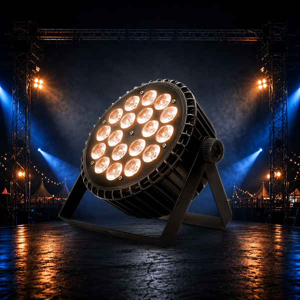 SHEHDS 18x18W LED-Flachscheinwerfer aus Aluminiumlegierung mit DMX512-Steuerung für DJ- und Bühnenbeleuchtung (Wash-Effekt)