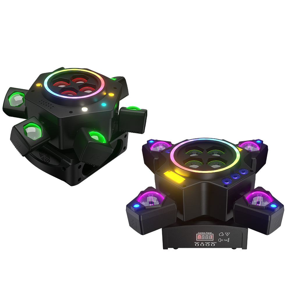 SHEHDS 2/3/4/6 Arms LED Beam Moving Head Lights 50W/80W/100W/120W RGBW Stage Lighting with Wireless Remote Control for Party Bar DJs