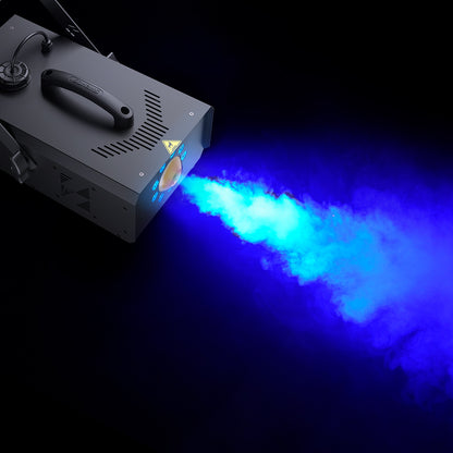 SHEHDS 1500W RGB LED Fog Machine with 9x3W Lights DMX & Remote Control Fog Effect – blue fog effect