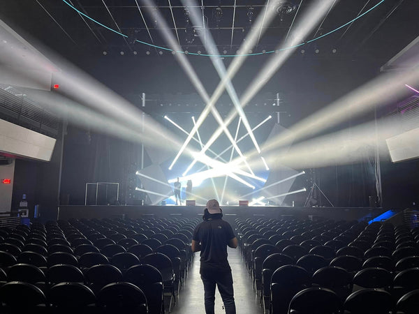 SHEHDS LED 100W 6-Prism Gobo Moving Head Light LED Ring & LCD Display