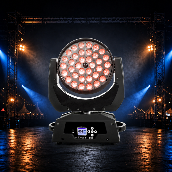 SHEHDS Zoom & Wash 36x18W Moving Head Scheinwerfer RGBWA+UV für DJs, Nachtclubs und Hochzeiten