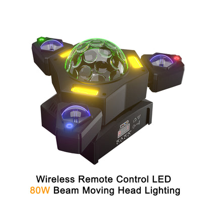SHEHDS 2/3/4/6 Arms LED Beam Moving Head Lights 50W/80W/100W/120W RGBW Stage Lighting with Wireless Remote Control for Party Bar DJs