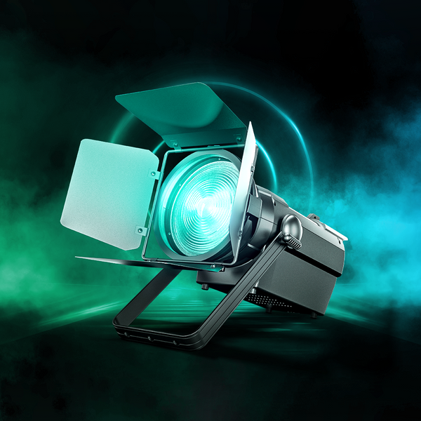 SHEHDS 250W/350W LED Fresnel Spotlight RGBWAUV/RGBLAC/RGBW/RGBL/Warm+Cool White Stage Lighting with Barndoors & Pulse Strobe