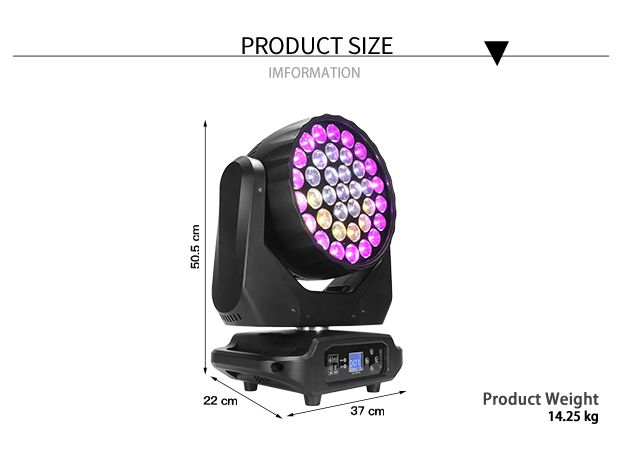 LED Beam + wash 37x15W RGBW Moving Head Zoom Lighting Upgrade From Beam 230W DJ Disco Stage Moving Head for Church Wedding Concert Theater Performance Stage