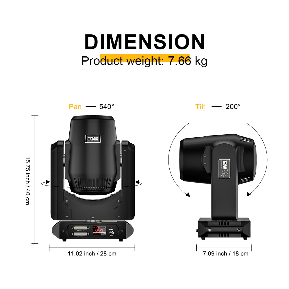 Luz láser con cabezal móvil Constellaser 12W con efecto de anillo para bares, conciertos, calles peatonales 