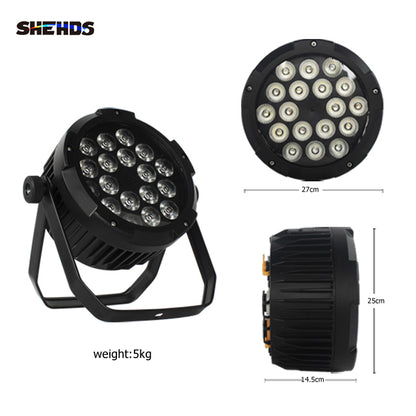SHEHDS IP65 Waterproof LED Par Light 18x18W 6in1 RGBWA+UV Outdoor Stage Light DJ Club Wedding