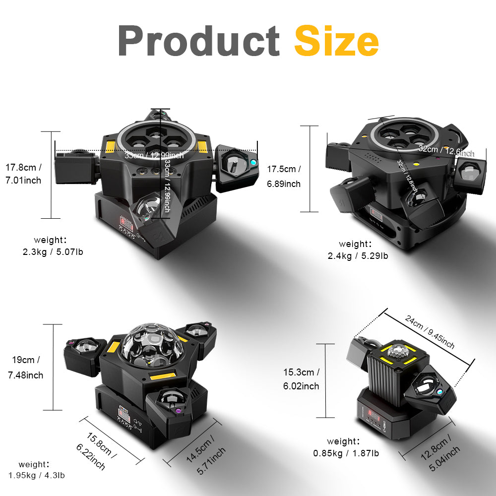 SHEHDS 2/3/4/6 Arms LED Beam Moving Head Lights 50W/80W/100W/120W RGBW Stage Lighting with Wireless Remote Control for Party Bar DJs
