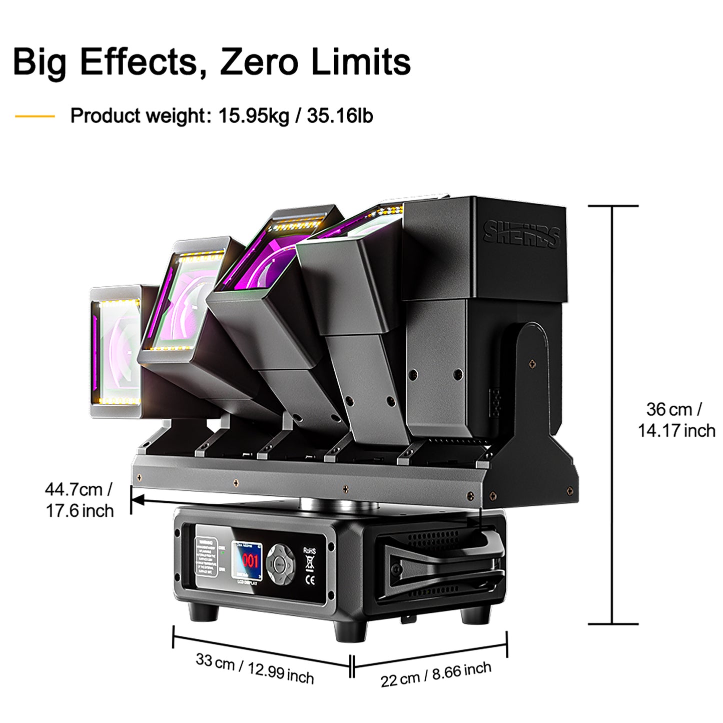 GalaxyJet LED Beam 5x60W RGBW 5 Moving Head Wave Bar Light Matrix Lighting For DJ Club Party