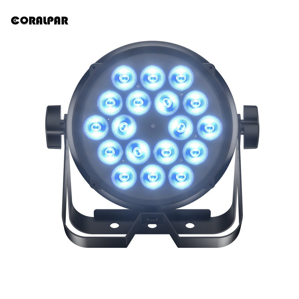 CoralPar New Waterproof Aluminum alloy LED Flat Par 18x12W RGBWA+UV Lighting Selected touchscreens with RDM function