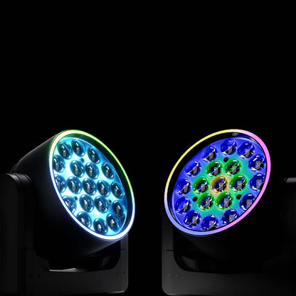 Shehds Cabezal móvil LED de 19 x 15 W, 20 W y 25 W, haz de luz con zoom y lavado, iluminación de escenario