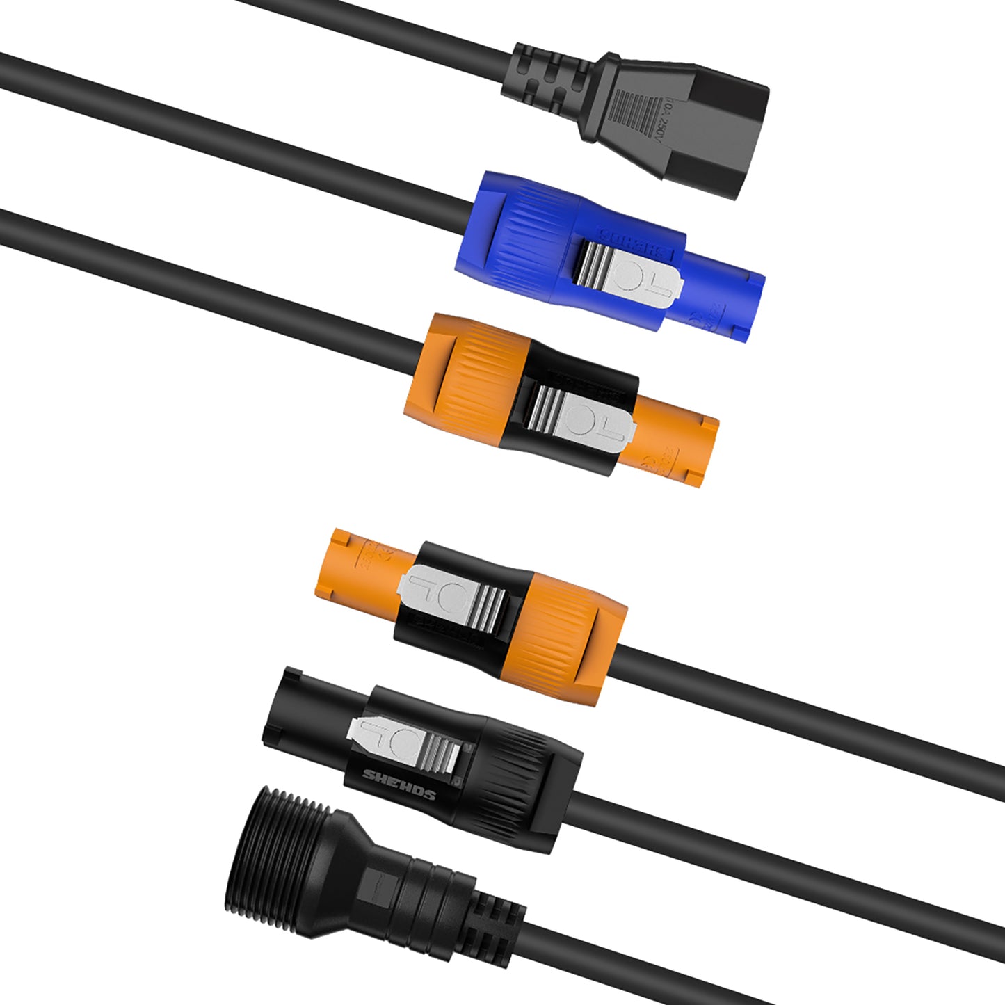 Power Con Plug Cables Waterproof / Standard Connector for Stage Lighting